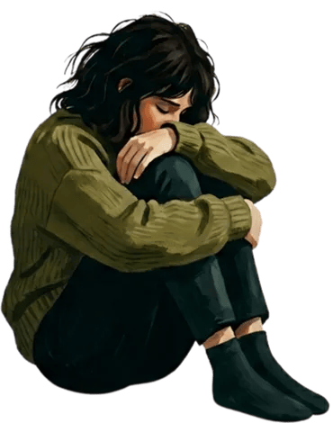 Illustration of a woman feeling overwhelmed by career gap challenges